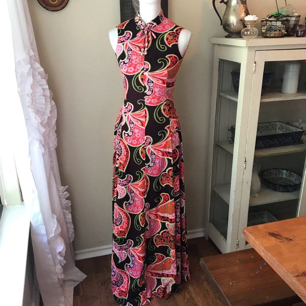 vintage retro maxi dress - Picture 2 of 5